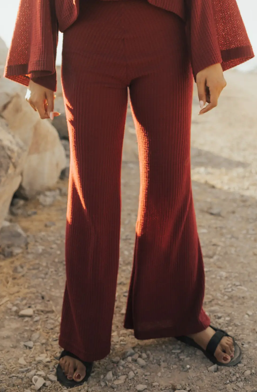 Upcycle Cotton Willow Waffle Knit Pants - Red
