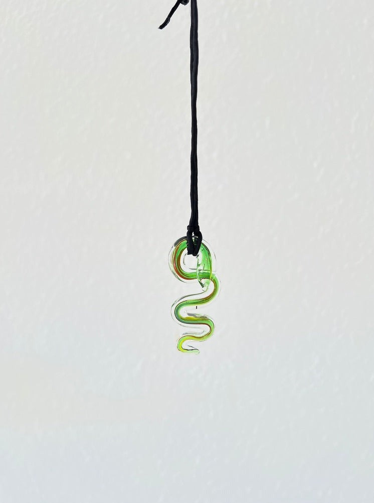 Glass Serpent Silk Tie Necklace