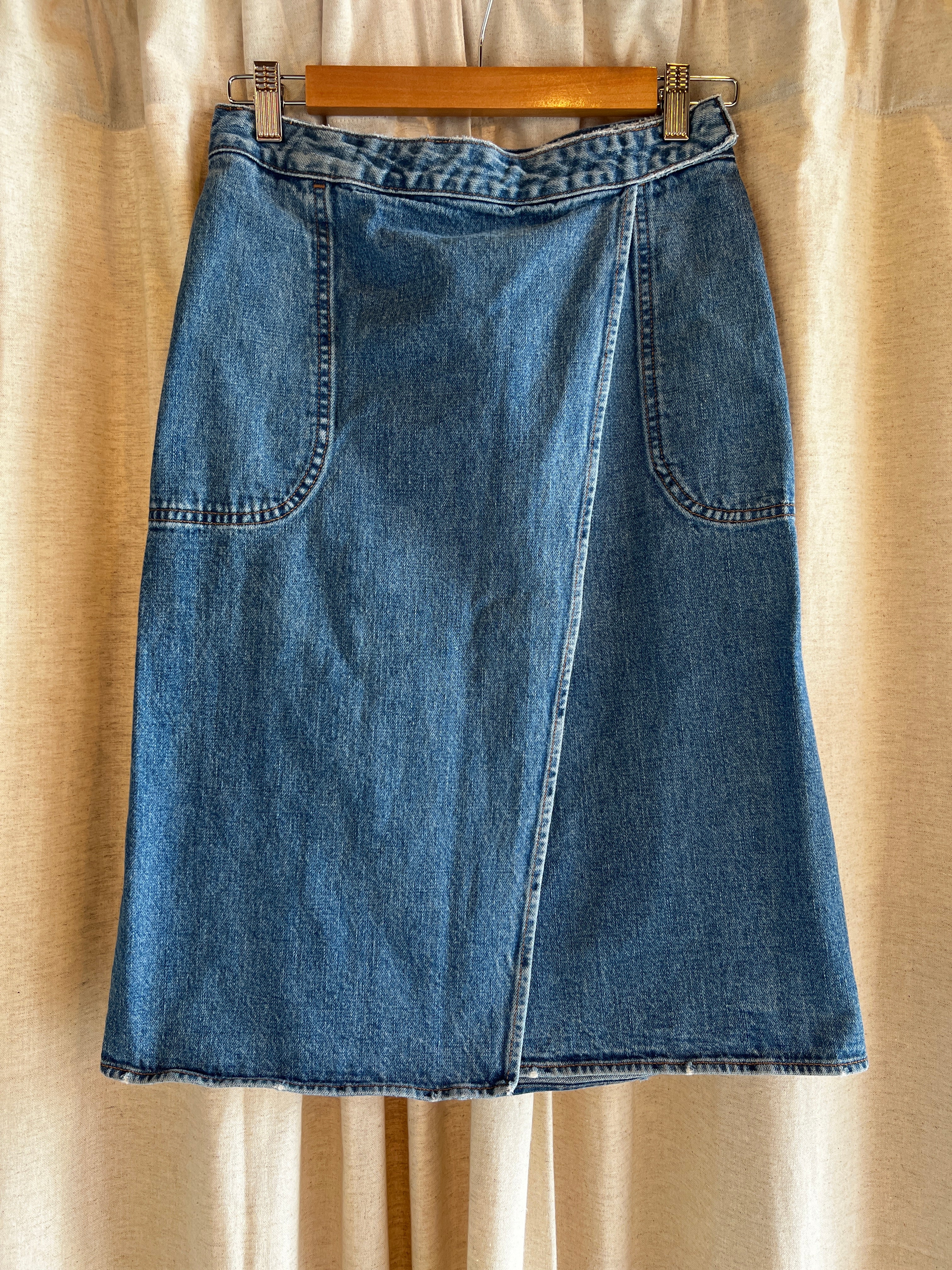 90s Vintage Denim Wrap Skirt