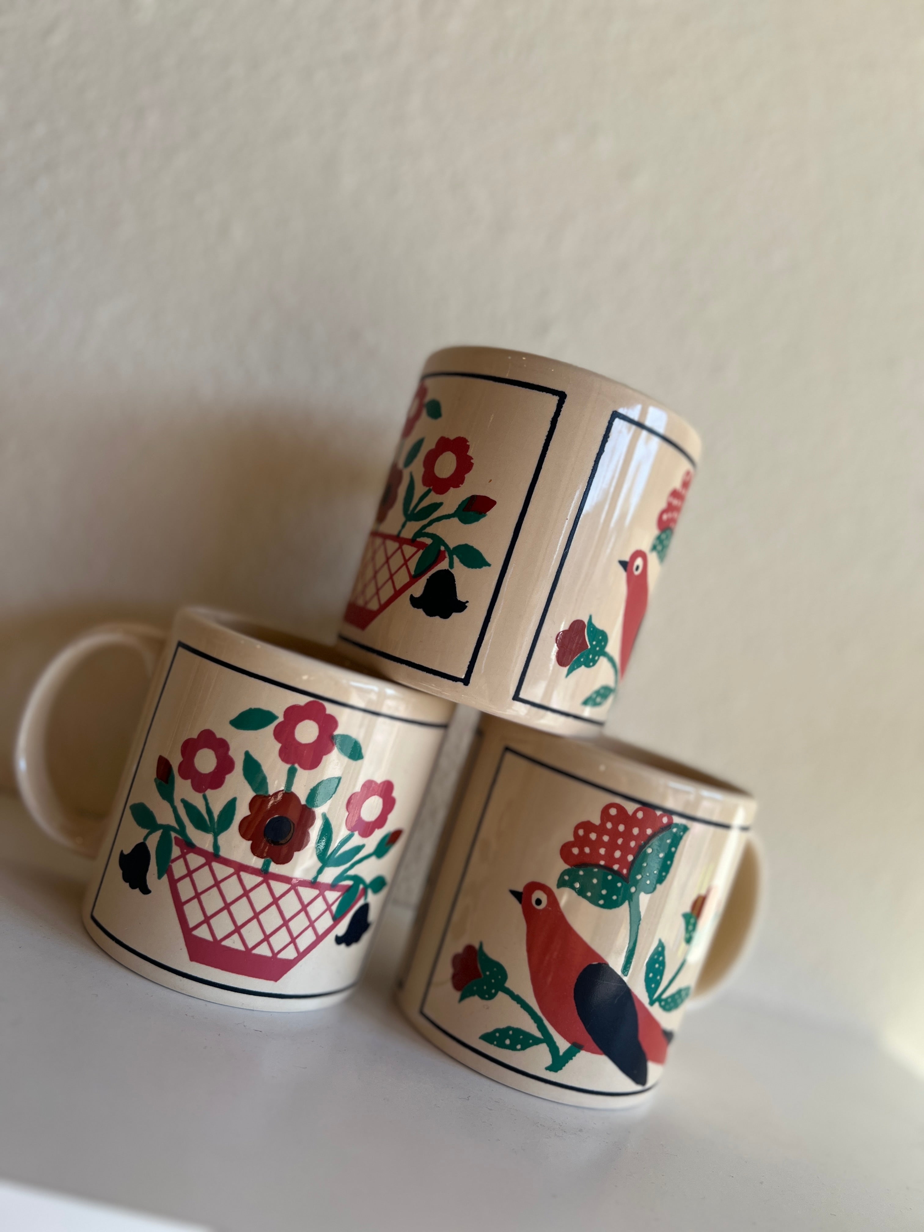 80s Vintage English Floral Mugs (Set of 3)