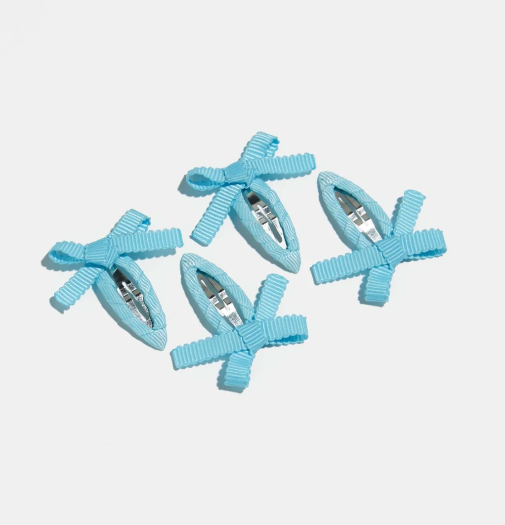 Chunks Mini Bow Snap Clips In Baby Blue