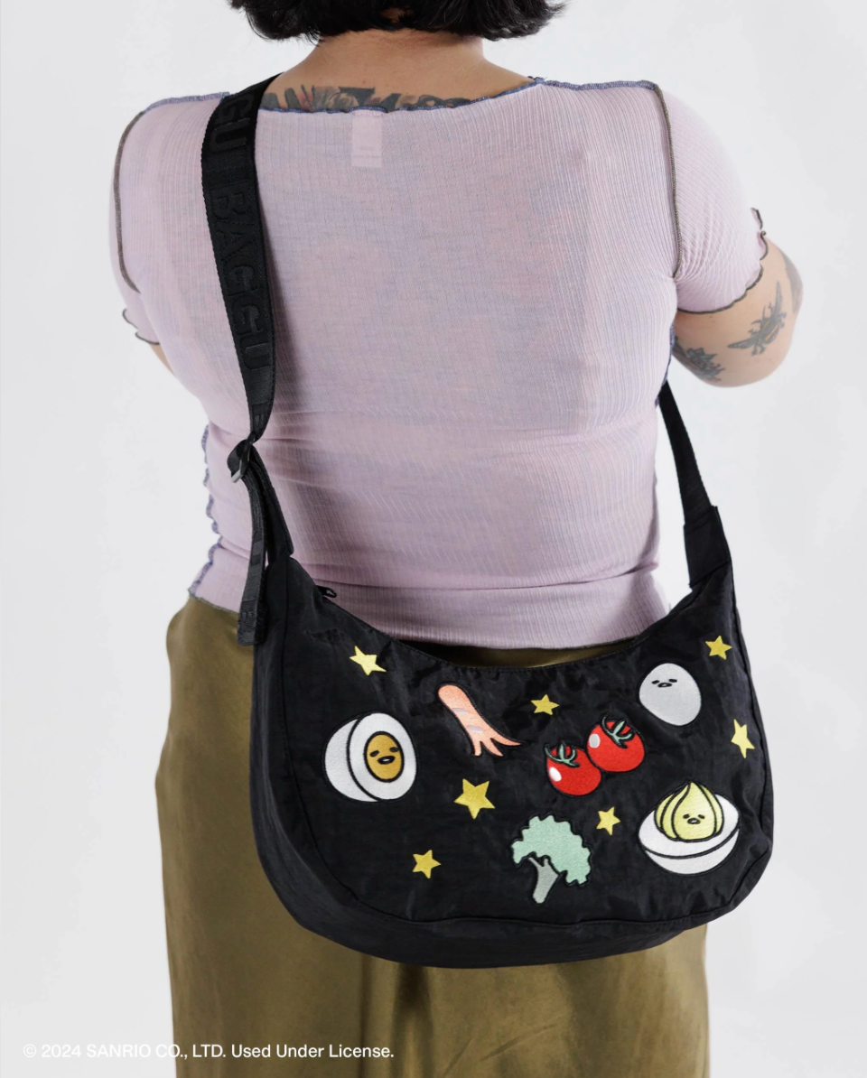 Baggu Medium Nylon Crescent Embroidered Bag