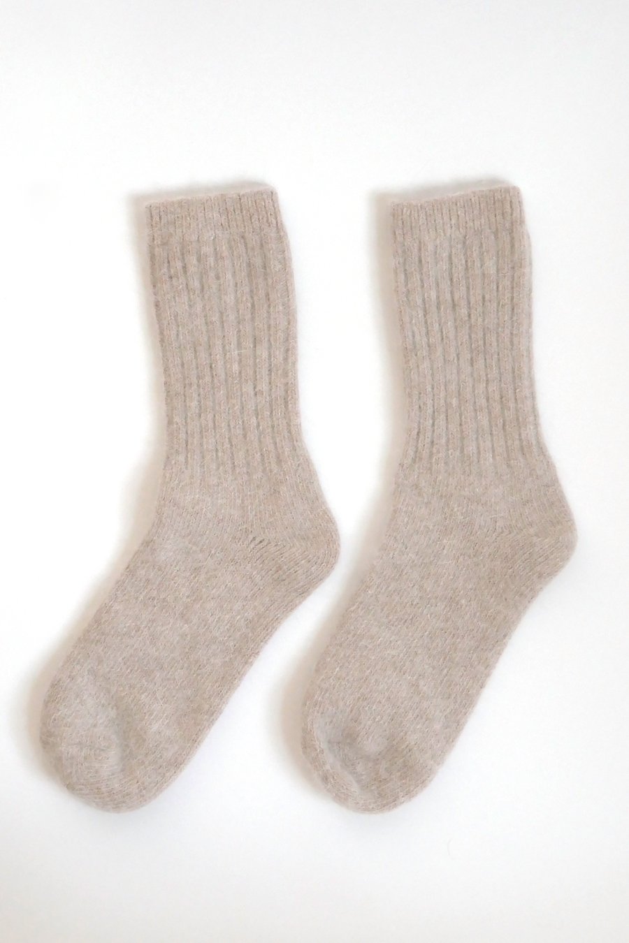 Skies For Miles soft Angora wool socks in beige color