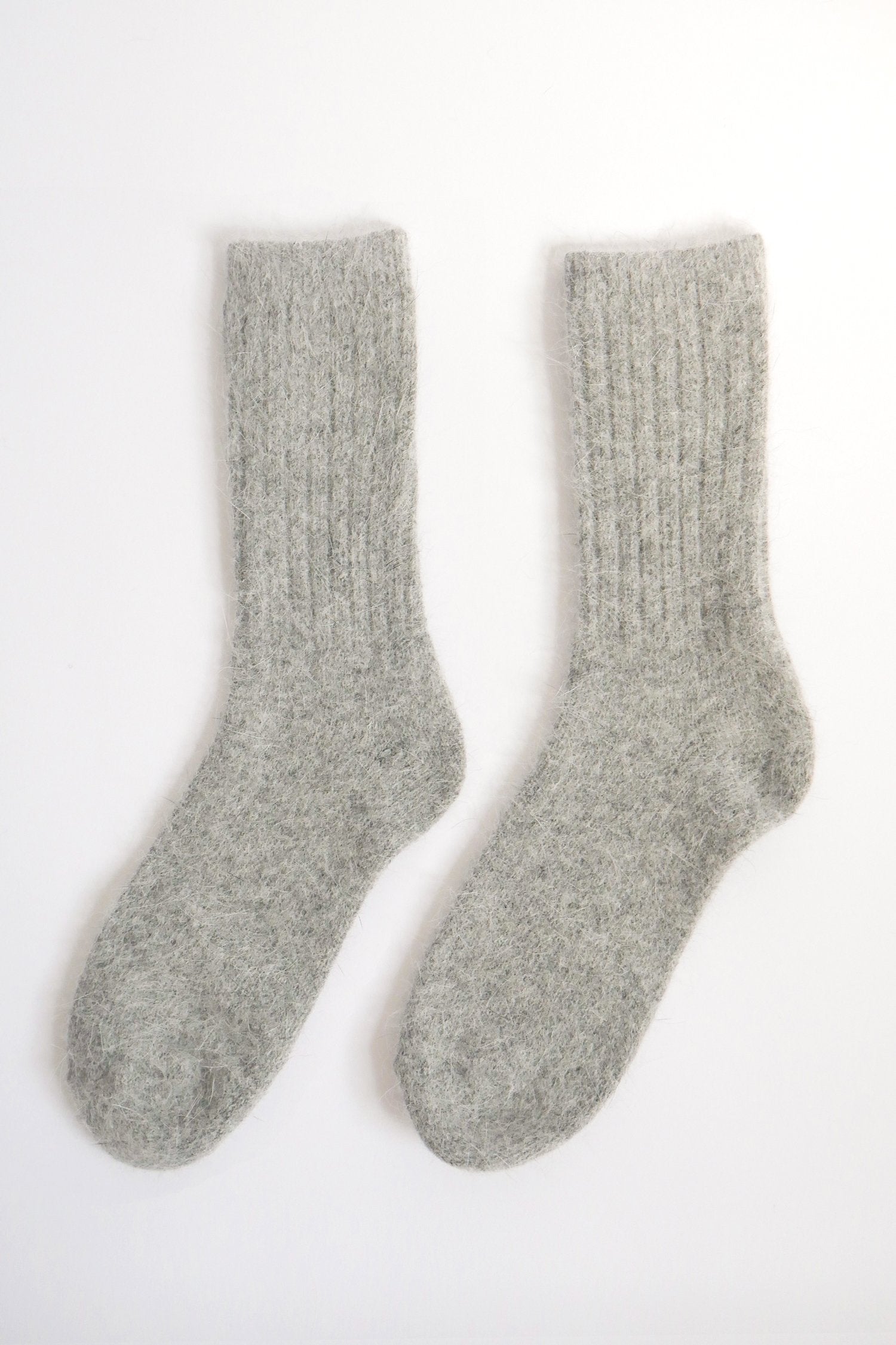 Skies For Miles soft Angora wool socks in grey color