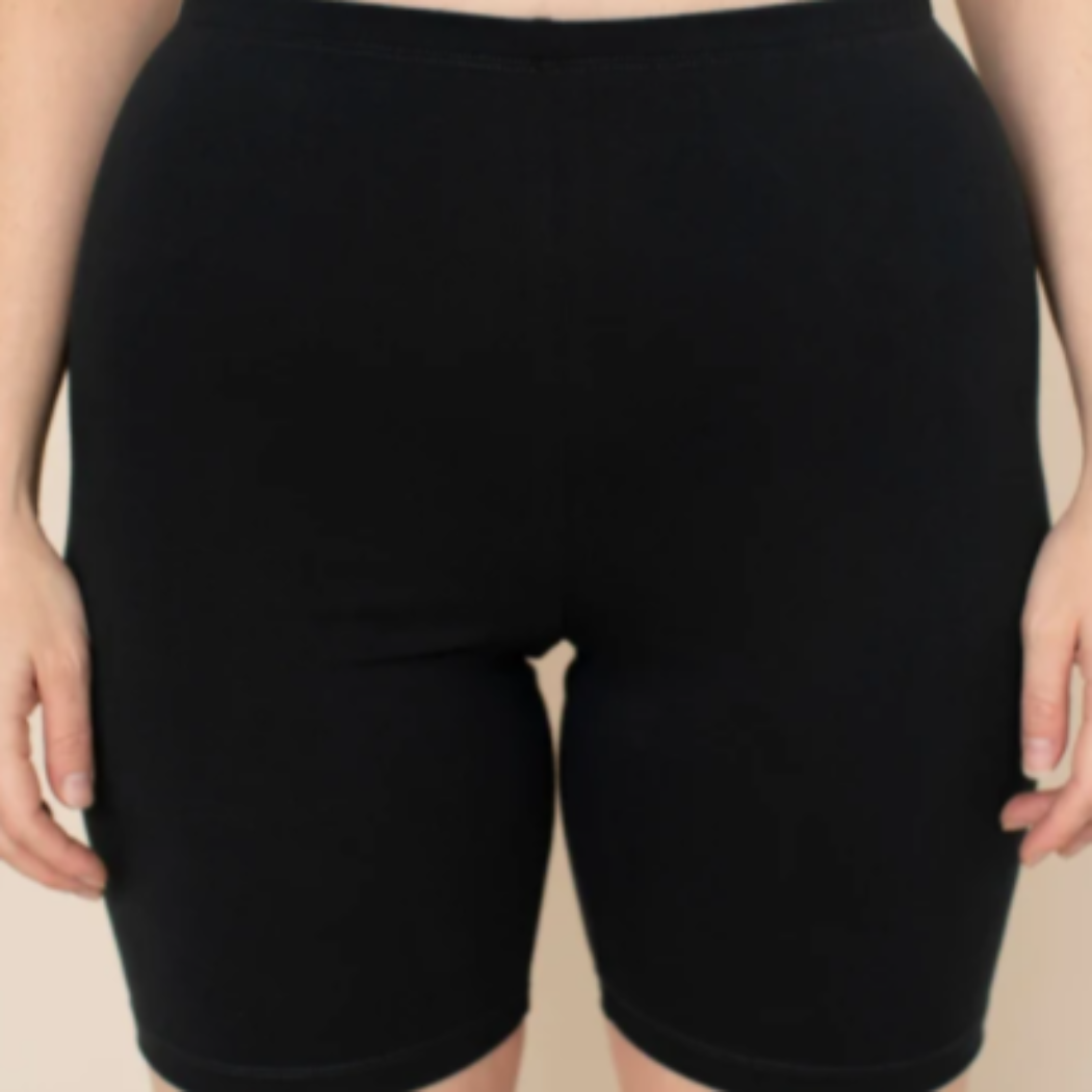 Above Knee Length Bike Shorts with elasticated waistband in Charcoal Color. Skies for Miles.