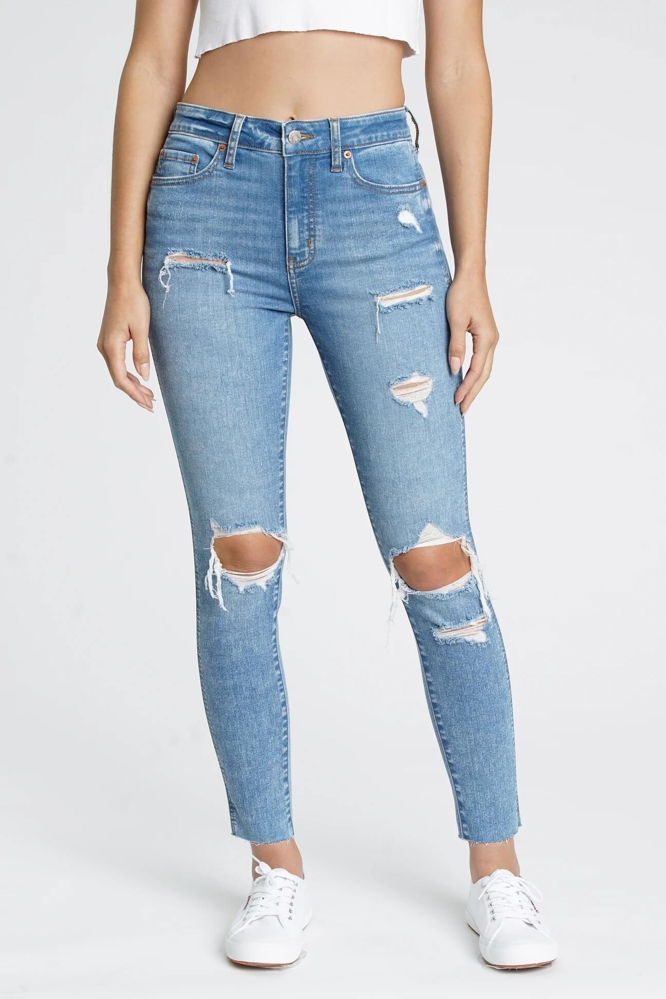 Money Maker Skinny High Waist Jeans Distressed  Light Wash - Skies for Miles