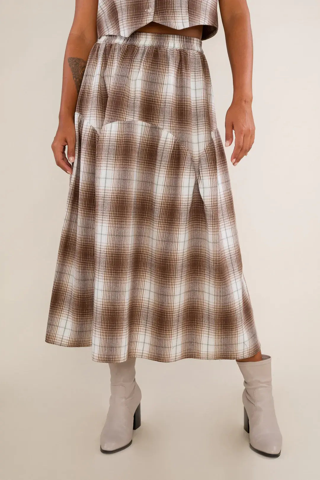 Rachel Flannel Plaid Midi Skirt