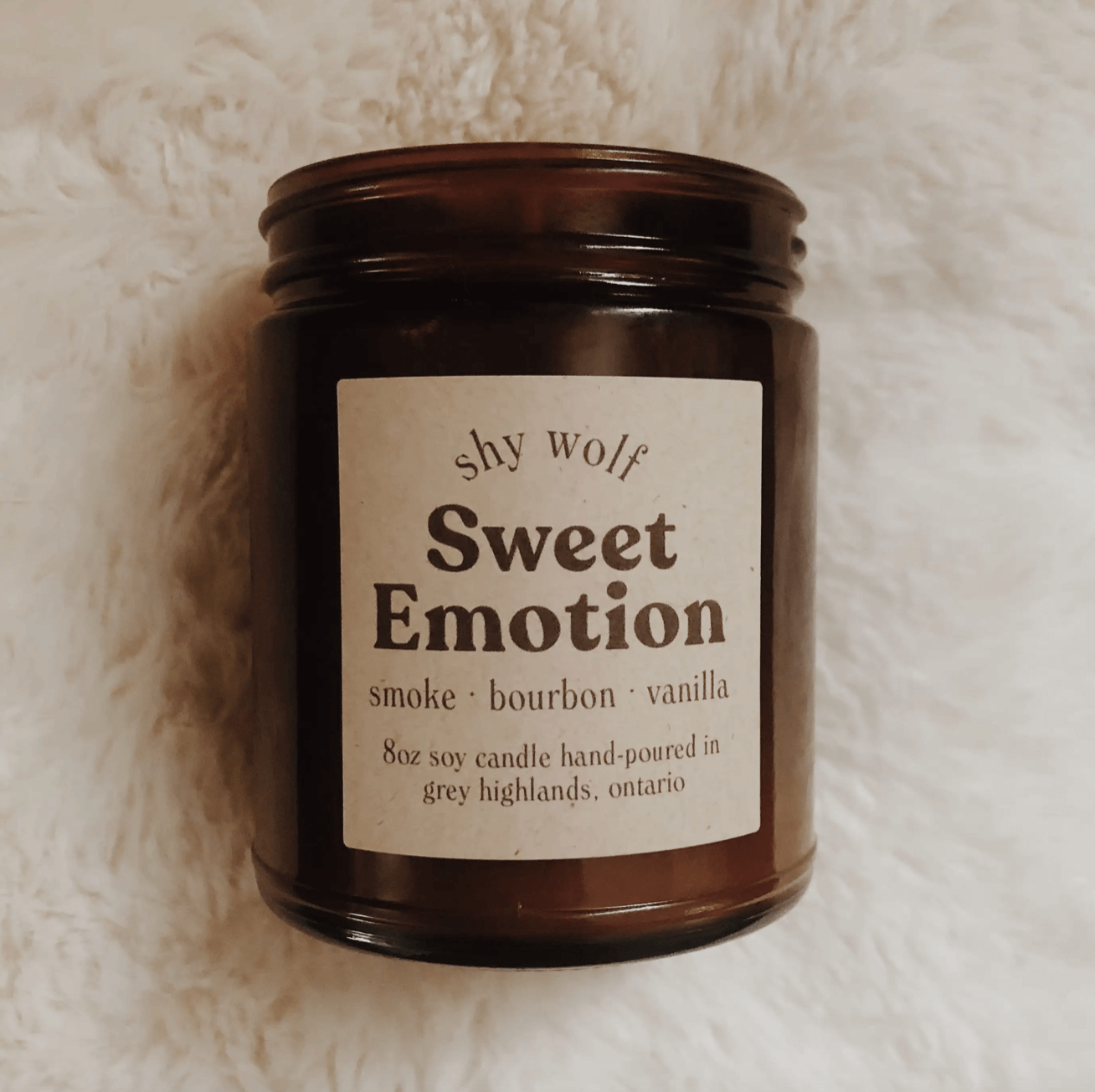 Shy Wolf - Sweet Emotion Candle - Vanilla, Bourbon, Smoke - Rock N Roll - Skies For Miles